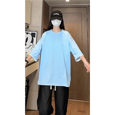 xZ116-T188-p20-控39M-5XL抖音拼接OVERSIZE短袖二开恤夏季大码，男装T恤，星座116