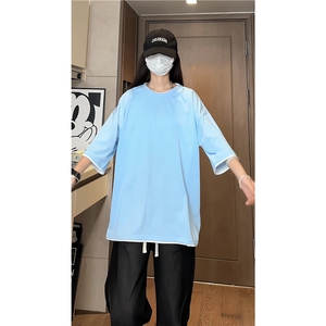 xZ116-T188-p20-控39M-5XL抖音拼接OVERSIZE 短袖二开恤夏季大码图片