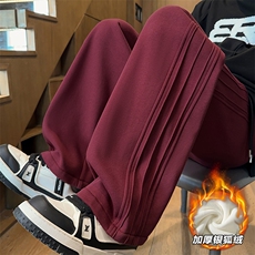 特批P35无差价冬款美式潮褶边拖地裤男银狐绒直筒卫裤K1114J加绒，男装休闲裤，电商A001