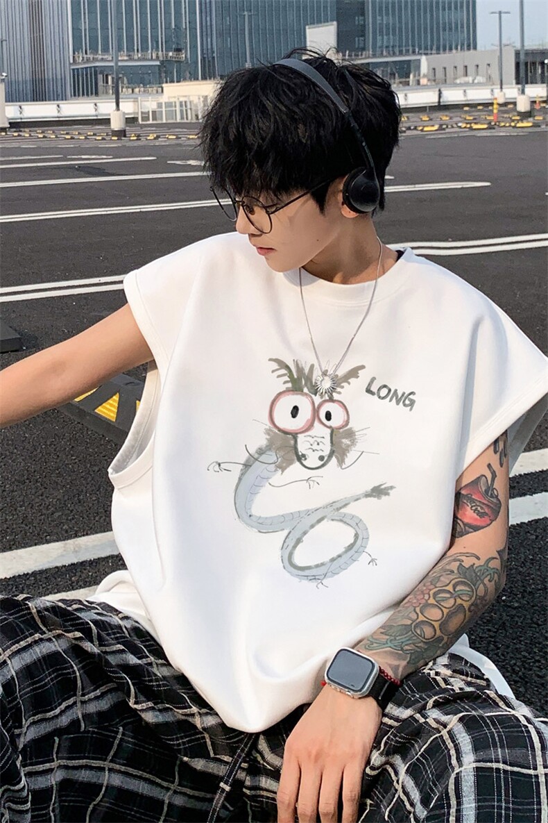 ！2025夏季男士麂皮绒无袖T恤情侣潮牌百搭背心TLBX09特P18,男装T恤,电商B220