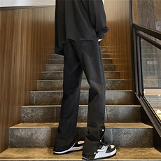 牛仔裤男春秋宽松设计感排扣美式vibe高街微喇裤C8336-p3858，男装牛仔裤，星座1008-1