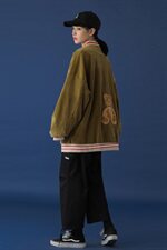 20年秋冬新款贴绣小熊休闲灯芯绒棒球服外套DSB293-Y777-P90控125，男装夹克，电商A306