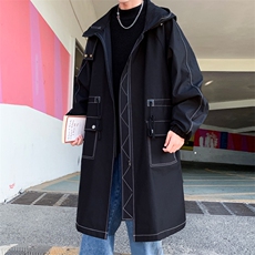 大货风衣男中长款大衣加绒加厚棉衣F262薄P115加绒P135港风D，男装风衣，星座401