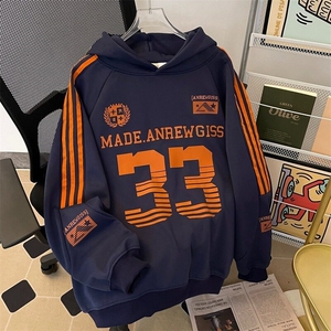 美式复古球衣风33号数字连帽卫衣男女ins春冬宽松上衣WB392-P52图片