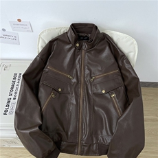 PU皮衣夹克多口袋廓形机车服外套潮6110P85，男装夹克，星座410-2