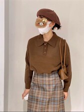 韩系小领毛衣，女装针织衫/毛衣，驿谷