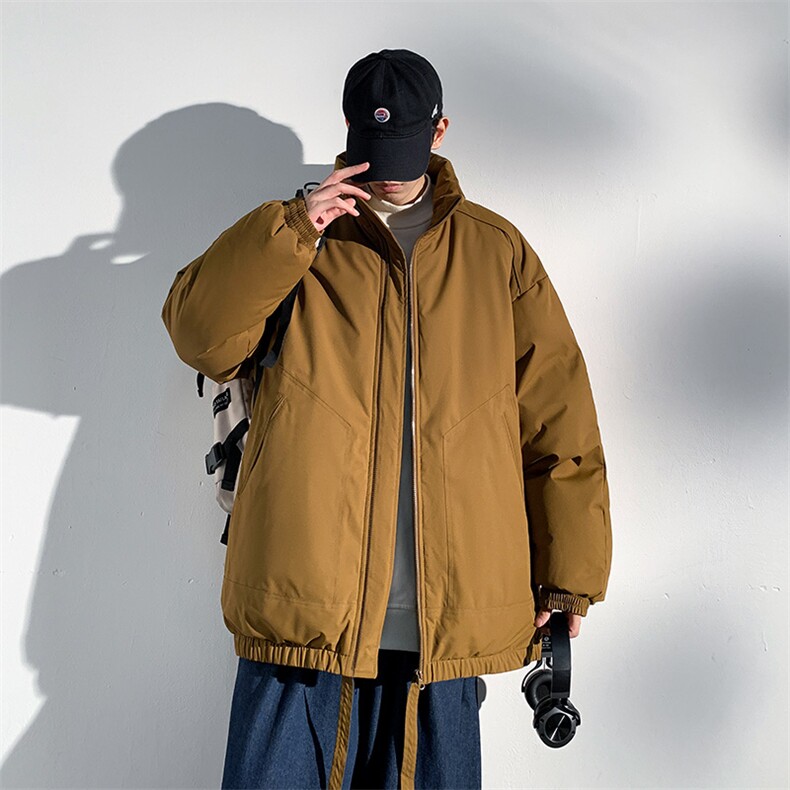 现货冬季美式休闲加厚雪山外套夹克立领纯色三防户外工装棉服,男装夹克,电商A486