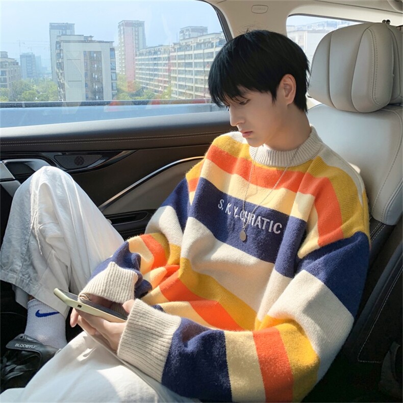 B225-M1201-X88-P70--腈纶42%锦纶31%PBT27%-刺绣条纹毛衣-现货,男装针织衫/毛衣,电商B225