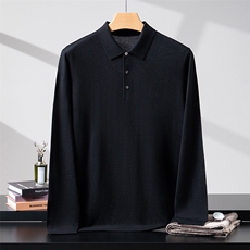 2025年秋季羊毛POLO领男款长袖时尚百搭通勤，男装羊毛衫，致织羊绒