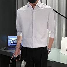 衬衫男短袖潮牌冰丝七分袖男装夏季衣服休闲痞帅半袖衬衣潮C305，男装T恤，星座1116A-2（原606A-1）