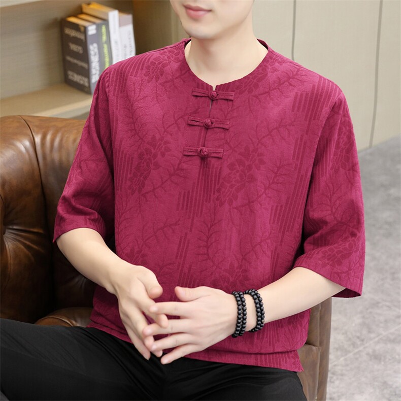 507A-T018-P552025春夏时尚男装百搭风棉麻短袖T恤,男装T恤,星座507A（原星座306B-2）