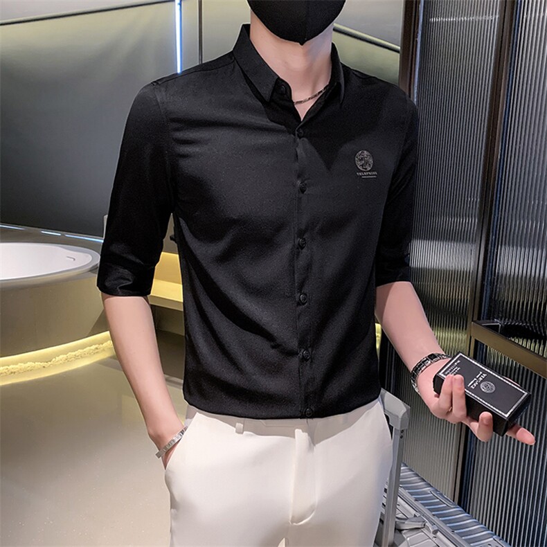 B302CS249P502023夏装新款男士印花七分袖衬衫轻奢社会小伙风,男装衬衫,电商B216（原B302）