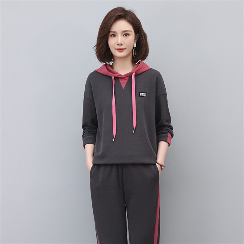 休闲运动服女士春秋2025春季新款妈妈春装时尚洋气卫衣,女装卫衣/绒衫,独衣靓