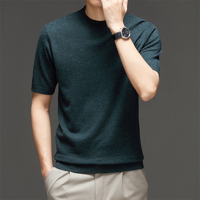 2023秋冬季新款男士商务休闲羊毛衫中年短袖宽松免烫针织衫毛衣，男装针织衫/毛衣，电商B212（原钱塘6029）