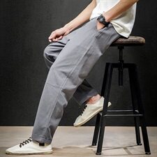 2021新款春夏季中国风男装大码休闲裤直筒裤男QT6008-1-K65-P65，男装休闲裤，电商A008