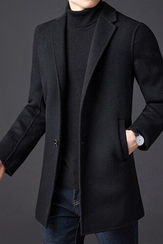 LB-K06秋冬2023年男士毛呢大衣羊毛呢子双面尼中长款风衣P345，男装毛呢大衣，电商B360