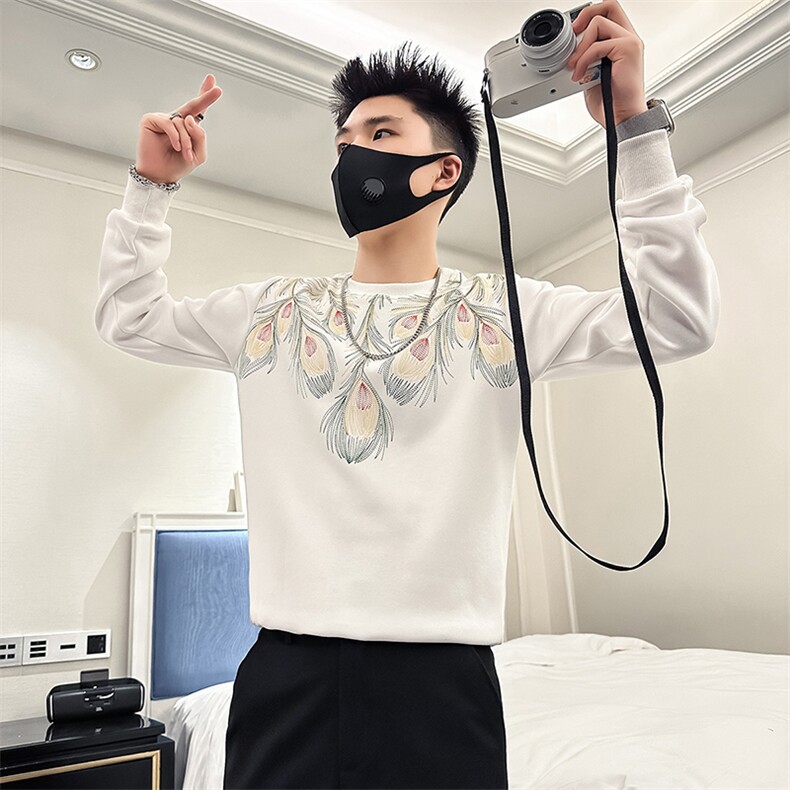 高级感痞帅卫衣外套男圆领印花社会小伙店主风301C-WY38-P58控78图片