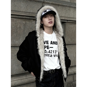 原版帆布面料 不掉毛 座山雕毛领棉服情侣外套 图 MY1027-P90图片