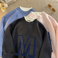 控78假两件毛衣男大码加绒针织衫男毛线衣M80260-P55加绒P70，男装针织衫/毛衣，电商A040