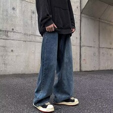 美式vibe宽松牛仔裤男女高街潮牌ins垂感阔腿裤直筒长裤5034-p45，男装牛仔裤，星座1008-1