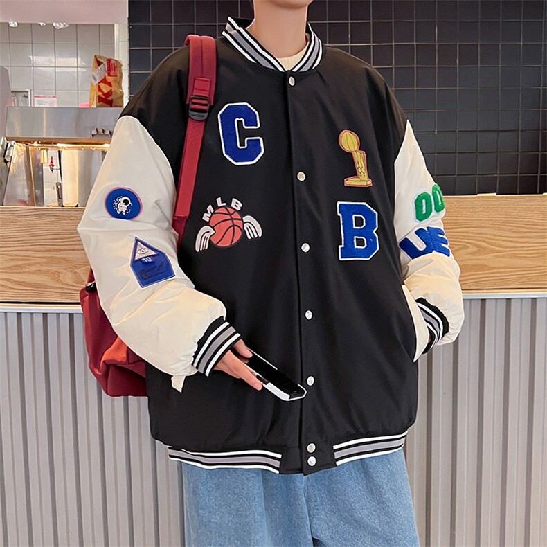 港风2025冬装开衫情侣棒球服夹克棉衣男棉服女棉袄外套P80控118,男装夹克,星座207