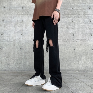 美式高街潮流破洞直筒牛仔裤宽松休闲裤A161-S2323-P57图片