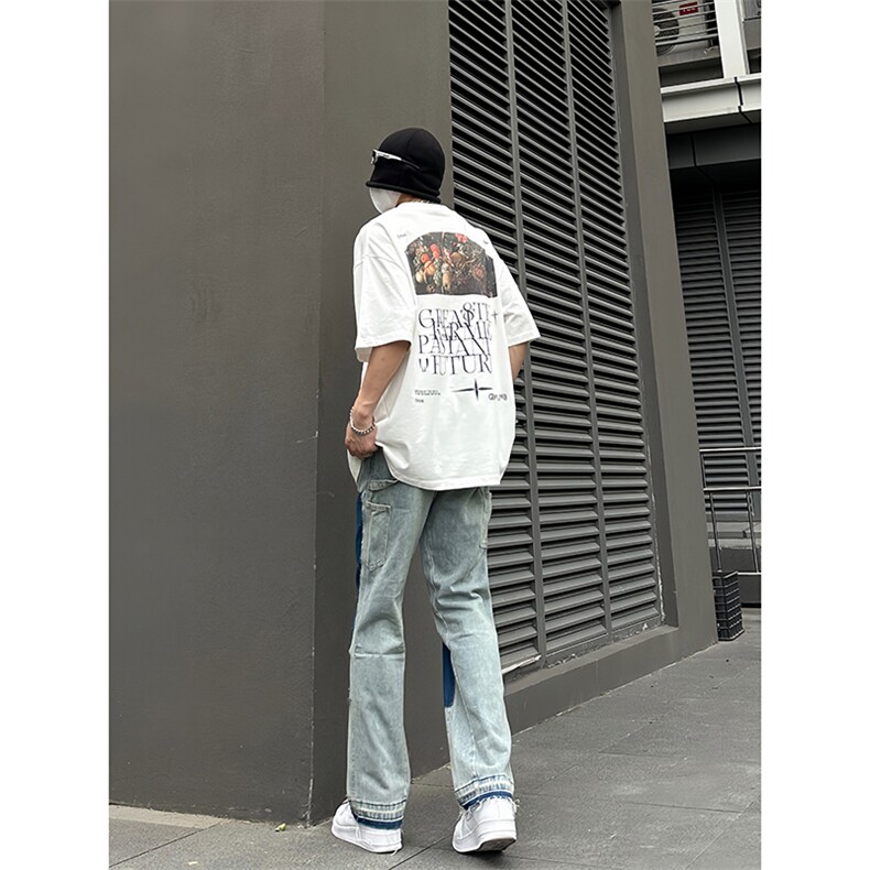 B221美式ins高街小众暗黑做旧修身小脚牛仔裤LK22078-P65控88,男装牛仔裤,电商B221