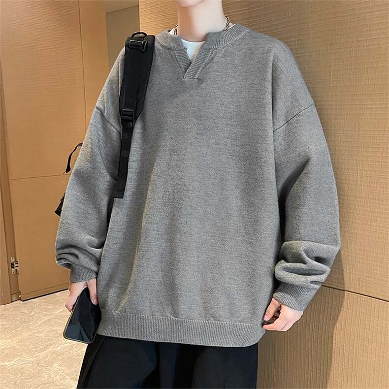 港风简约针织长袖慵懒风宽松纯色休闲毛衣情侣5Q1145-TP36不,男装针织衫/毛衣,电商A102