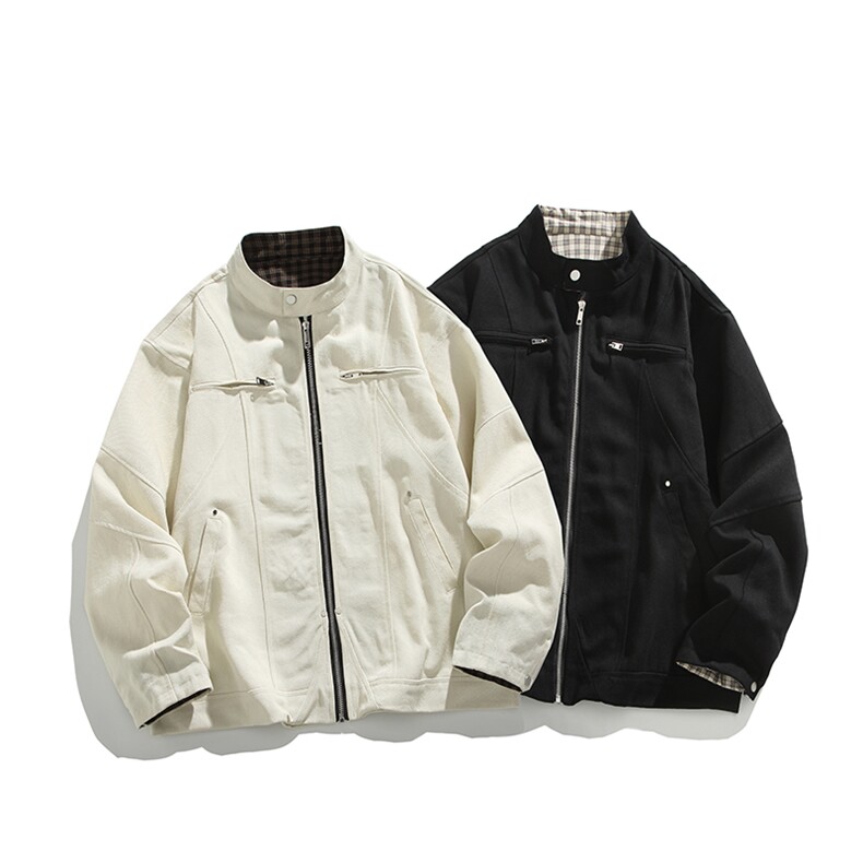 美式哈灵顿立领工装夹克男高级感重磅机车服外套25XJ55229特批65,男装夹克,电商A042