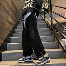美式高街毛呢裤子男冬季保暖潮牌休闲直筒宽松阔腿长裤子-AK469，男装休闲裤，星座601-2