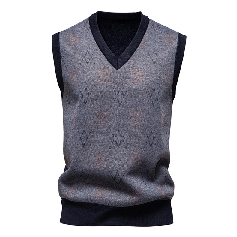 秋冬季加绒休闲爸爸装马甲套头宽松中老年款坎肩毛衣背心M28,男装针织衫/毛衣,星座1706