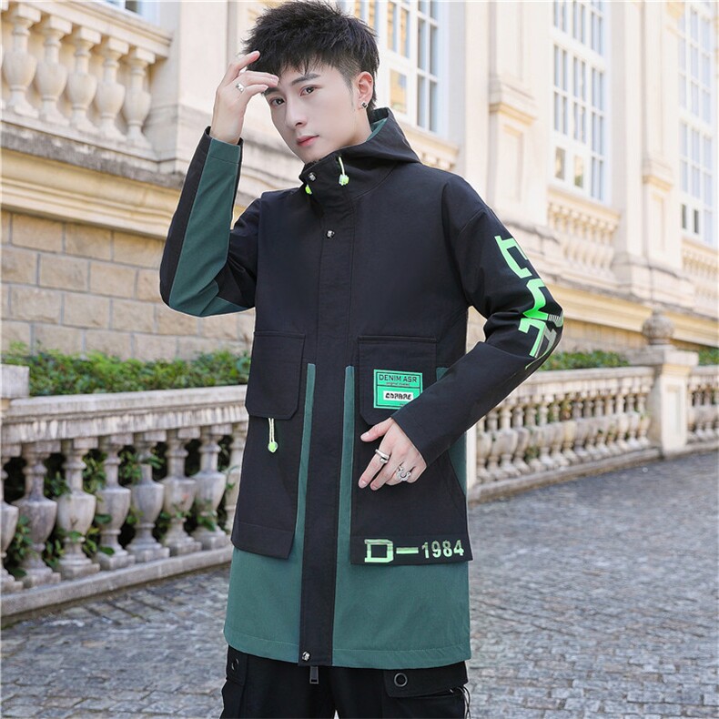 夹克外套男韩版潮流上衣服男秋装新款风衣男士中长款JK178-P65,男装夹克,星座1206（原A206）