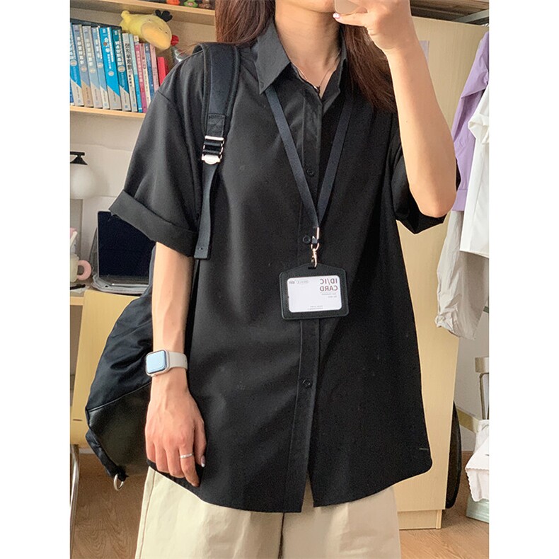 薄款冰丝短袖衬衫男简约纯色垂感休闲痞帅衬衣CS288-P20,男装T恤,星座301C-5