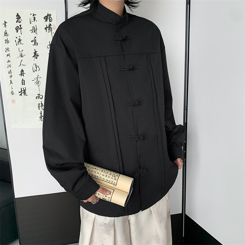 现货主推风春秋新款棉麻复古盘口长袖衬衫中式唐装CS16-P50,男装衬衫,星座217-5