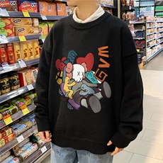 1港风新款宽松休闲中性情侣潮流印花毛衣男外套7790P55加绒P70，男装针织衫/毛衣，星座226-2