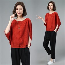 天丝女2025新款夏季中年妈妈大码宽松短袖t恤时尚洋气半袖衣,女装衬衫,涵誉, 天丝女2025新款夏季中年妈妈大码宽松短袖t恤时尚洋气半袖衣,女装衬衫,涵誉,