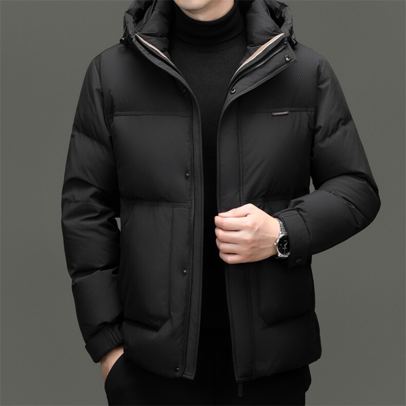 男装面包羽绒服YR8830新品主推90绒子印花拼提花格面料实体品质,男装羽绒服,钱塘207-1