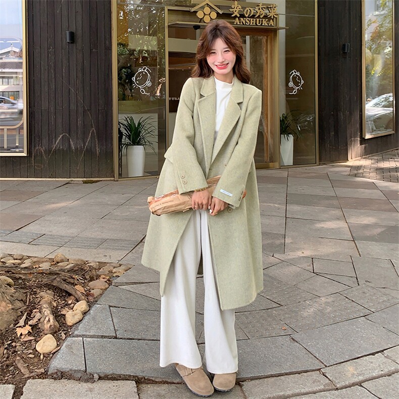 现货！高品70毛绿色毛呢大衣2C109-A755-P270-K378,女装毛呢外套,2C109