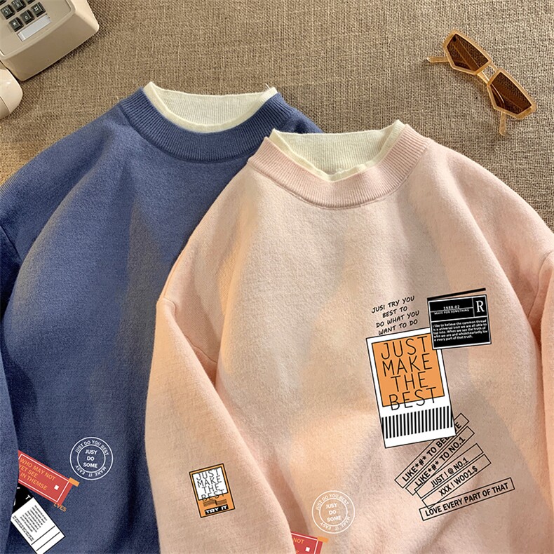控78假两件毛衣男大码加绒针织衫男毛线衣M80121-P55加绒P70,男装针织衫/毛衣,电商A040