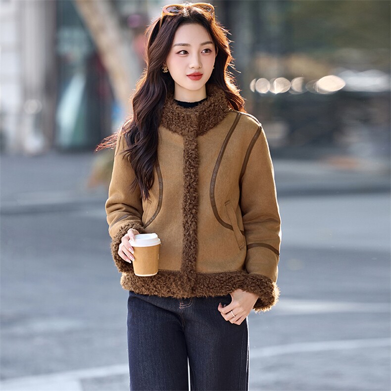 （现货）XBL新款2025年冬季保暖皮毛一体羊羔毛大衣性价比高送包,女装羽绒服,欣贝拉