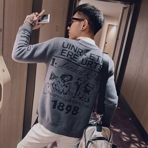 1秋季男装针织衫外套社会小伙帅气开衫修身毛衣C301B-MY05图片