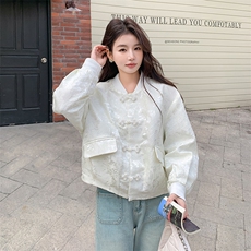 秋款现货！新中式珍珠盘扣短款外套B208-8002-P125K178，女装短外套，浙宝208