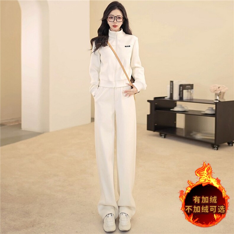 高级感休闲运动套装女秋季新款时尚减龄拉链开衫卫衣阔腿裤两件套,女装套装/套裙,江南