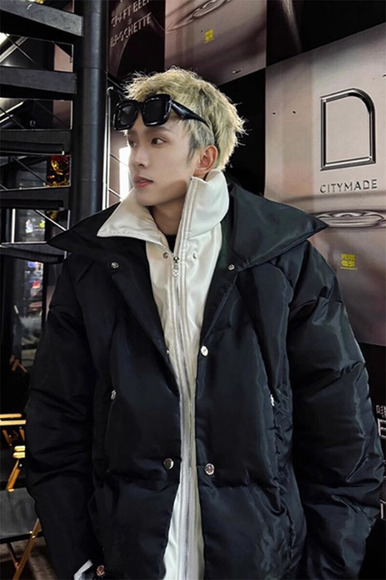 【有货】PU皮拼接假两件棉衣双层设计感棉服外套MY8032特P106,男装棉衣,星座908-1