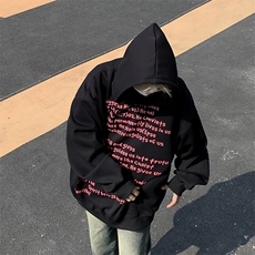 美式高街潮牌连帽卫衣男秋季oversize潮流宽松情侣外套W7944-P48，男装卫衣，星座512-4