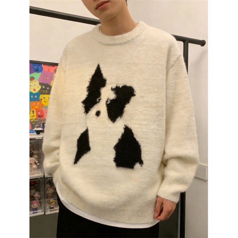 1506/QMY95950/P53美式卡通小狗圆领针织衫慵懒休闲情侣内搭,男装针织衫/毛衣,星座1506