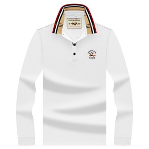 2023新款纯棉长袖t恤男衣服秋季polo衫中年商务休闲男士上衣图片