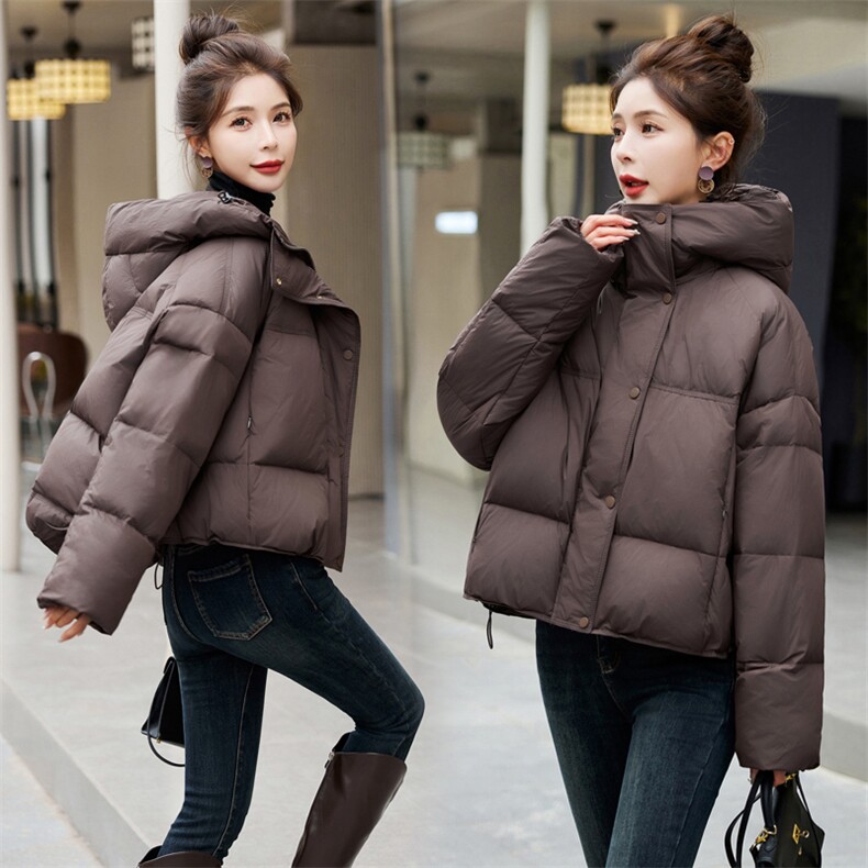 短款羽绒服女2024年冬季新款连帽宽松短款羽绒服女外套图片