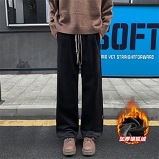 美式高街丝绒雕花直筒裤宽松大码男潮牌拖地裤K1131J加绒-P60控88，男装卫衣，电商A001