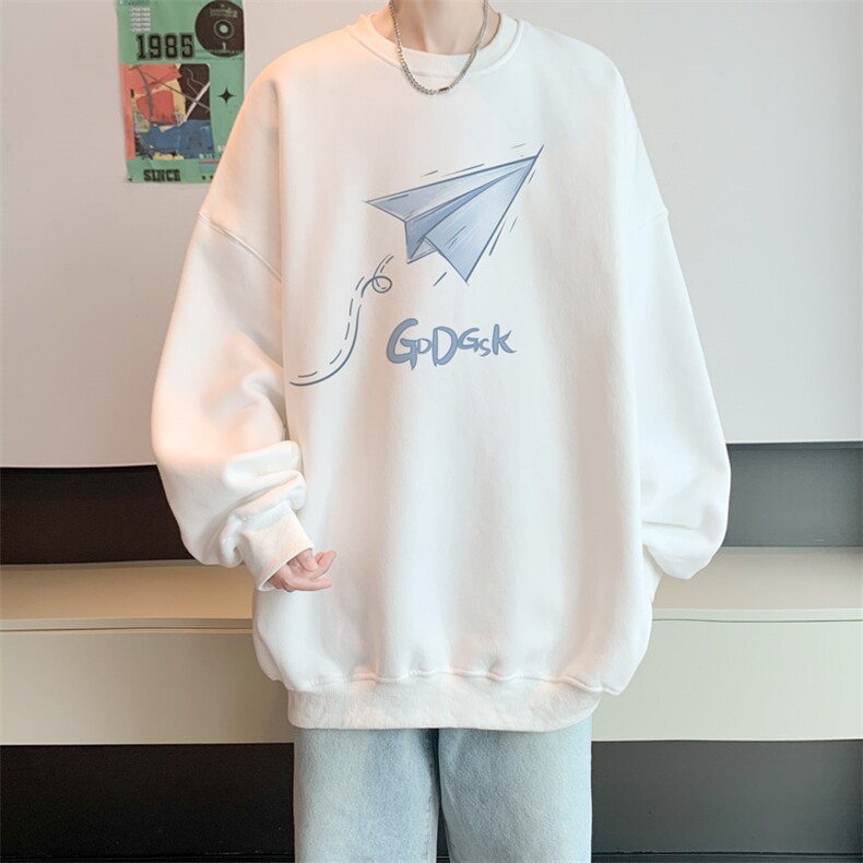 已注册华棉秋冬内景新款圆领卫衣男潮宽松大码WY9114/P35加绒P45图片